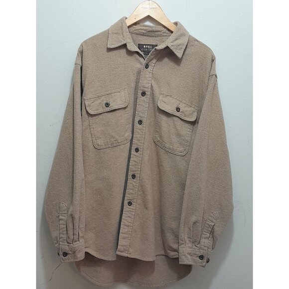 Moose Creek Mens Heavyweight Work Outdoor Size Large Hunting Flannel Shirt Tan - Picture 1 of 6